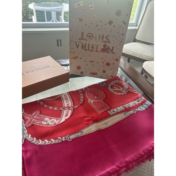 🔥NEW LOUIS VUITTON Silk Bejeweled Square Scarf ✨HOT GIFT❤️ GERNADINE Box / Bag - Picture 7 of 11